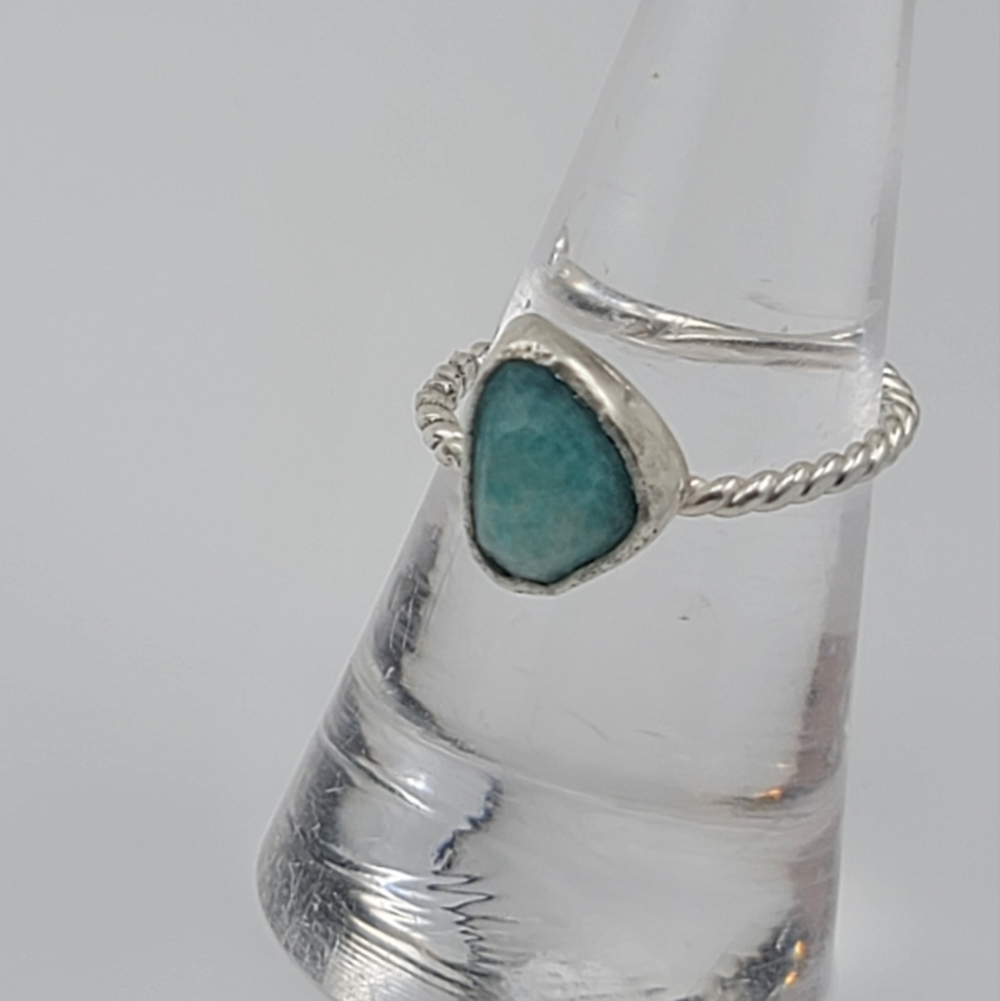 AMAZONITE RING HANDMADE IN STERLING SILVER METAL SIZE 7.5 - Picture 5 of 6